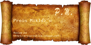 Preis Miklós névjegykártya